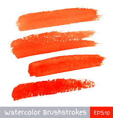 Wall Mural - set of red watercolor brush strokes. vector illustration