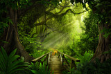 Fototapeta Fototapeta las, drzewa - Asian tropical rainforest