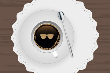 Wall Mural - Kaffeetasse mit Untertasse - Brille