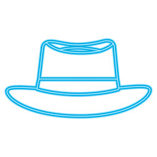 Classic Hat Men Cloth Fashion Vector Illustration Blue Neon