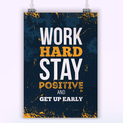 Wall Mural - Work Hard Motivation Business Concept. Vector Motivational and inspirational typography poster. Print for wall.