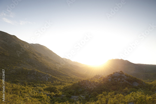 Poster Sun over mines landscape in Bosnia and Herzegovina