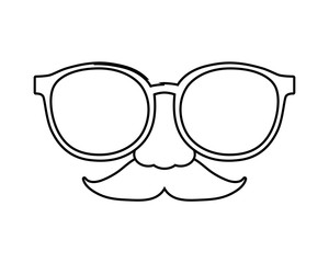 Canvas Print - uncolored glasses nose and mustache over white background vector illustration