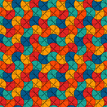 Bright Modern Print With Geometric Shapes. Hand Fan Motif. Colorful Seamless Pattern. Creative Stained Glass Mosaic.