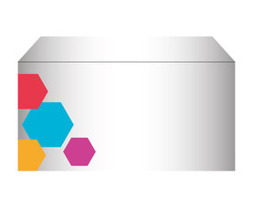 Sticker - box with hexagons design over white background vector illustration