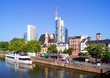 View of the modern skyline of Frankfurt, Germany from the river Main