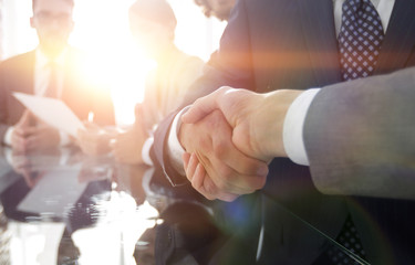 Sticker - handshake of business partners in conference room