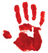 Red hand print on white background