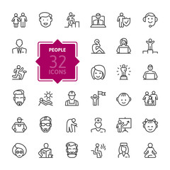 People - minimal thin line web icon set. Outline icons collection. Simple vector illustration.