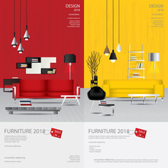 Wall Mural - 2 Vertical Banner Furniture Sale Design Template Vector Illustration