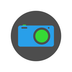 Sticker - Digital photo camera icon. Vector.