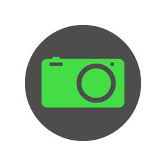 Sticker - Digital photo camera icon. Vector.