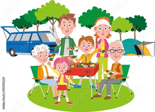 バーベキューを楽しむ二世帯家族 春夏 Buy This Stock Vector And Explore Similar Vectors At Adobe Stock Adobe Stock