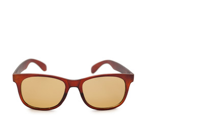 Canvas Print - Burgundy protective sunglasses. Isolated on white background. copy space, template.