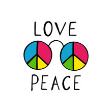 Love And Peace Hippie Style Design. 