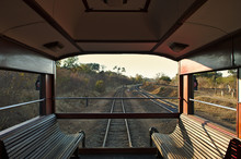 Inside View Of A Historical Train Car. Zimbabwe National Railways. Victoria Falls, Zimbabwe Africa.