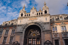 The Restored Fa Ade Of The Famous Central Train Station Antwerpen