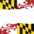 An abstract illustration of a grunge Maryland Flag color background with an isolated central blank space 