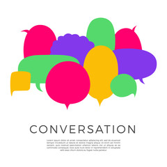 Trendy speech bubbles set in flat design with messages vector illustration