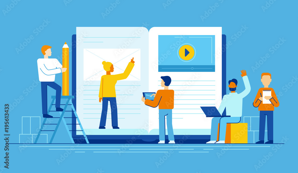 Vector illustration in flat style - online education concept Stock ...