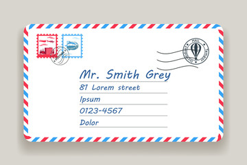 Mailing postal address mail letter post stamp vector illustration