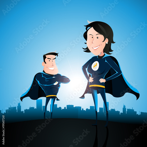 Superhero Couple With Woman And Man
