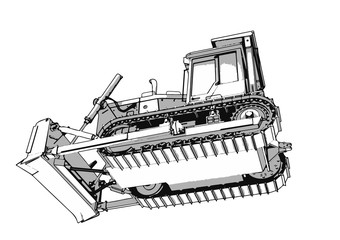 Wall Mural - outline vector bulldozer