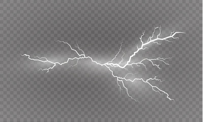 Wall Mural - a set of lightning magic and bright light effects. vector illustration. discharge electric current. 
