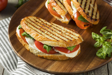 Canvas Print - Healthy Grilled Basil Mozzarella Caprese Panini