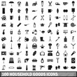 100 household goods icons set, simple style 