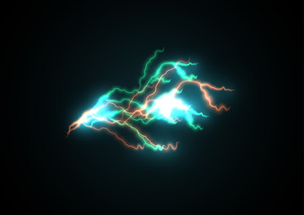 Wall Mural - bright branched green lightning