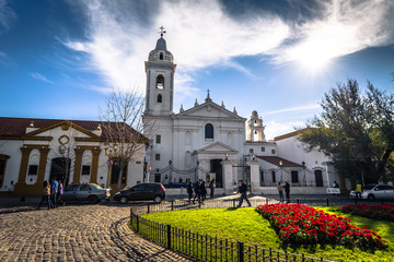 Buenos Aires - July 01, 2017: Church of the Recoleta cemetery in Buenos Aires, Argentina