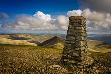 The Way Point At The Top Of Helvellyn In The Lake District, Cumbria