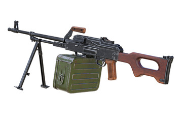 Poster - Machinegun automatic army with wooden handle. 3D rendering