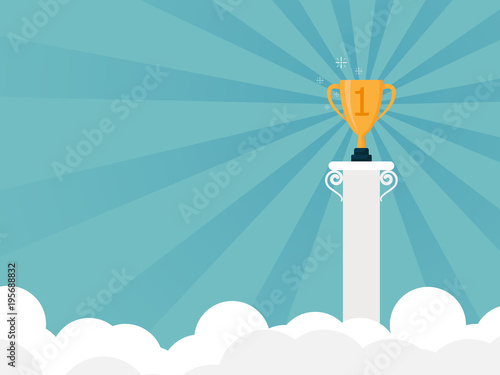 Fotomural illustration of golden trophy on top of pillar