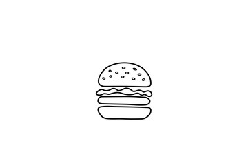 Wall Mural - Drawing of a single patty hamburger, vector illustration.