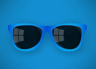 Poster - blue sunglasses on a blue background