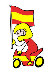 Sticker - Motorbike rider with flag illustration