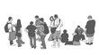 © rob z - Illustration of people waiting standing sitting in line