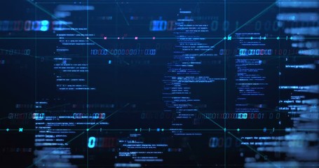 digital grid and number in virtual space ,represent data connections and global network concept,4k seamless loop.