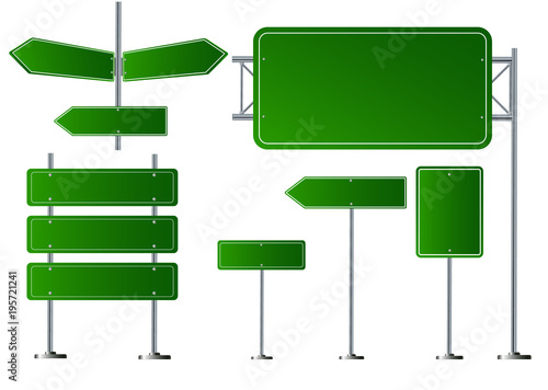 Fotografía Set of road signs isolated on transparent background