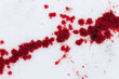 splashed blood on the snow. crime scene