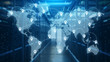 © Connect world - Server room which connected to the global cloud data,3d rendering.