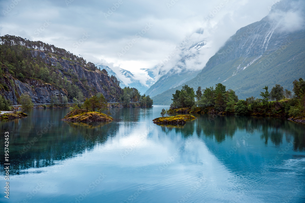 lovatnet lake Beautiful Nature Norway. - obrazy, fototapety, plakaty 
