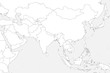 Blank political map of western, southern and eastern Asia. Thin black outline borders on light grey background. Vector illustration.
