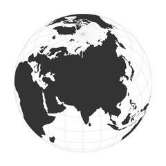 Wall Mural - vector earth globe focused on asia continent.
