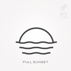 Sticker - Line icon full sunset