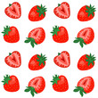 Seamless pattern with cute strawberries on white background. Good for textile, wrapping, wallpapers, etc. Vector illustration.