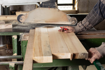 Wall Mural - Carpenter working in workshop
