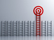 © masterzphotofo - Long red ladder to goal target . 3D rendering.